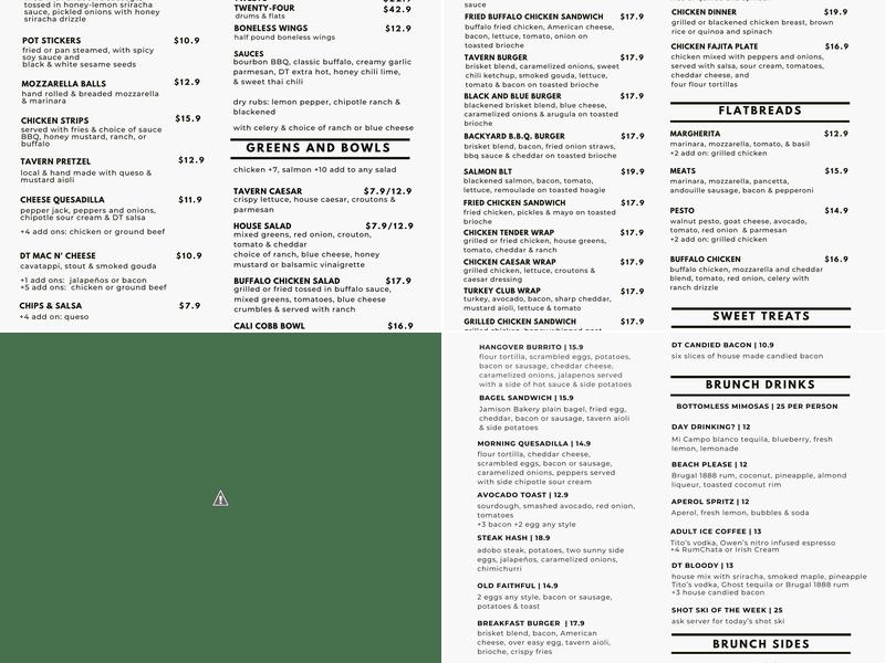 District Tavern Menu