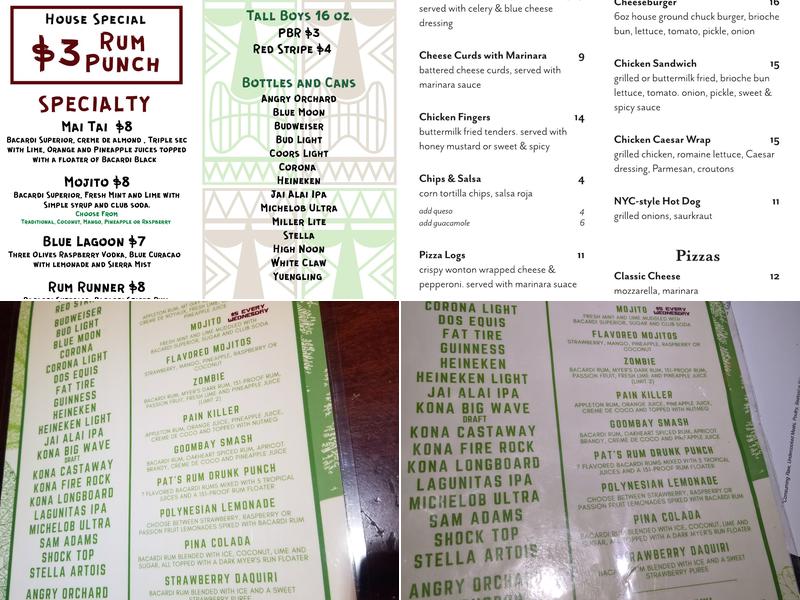 Warped Pour Menu