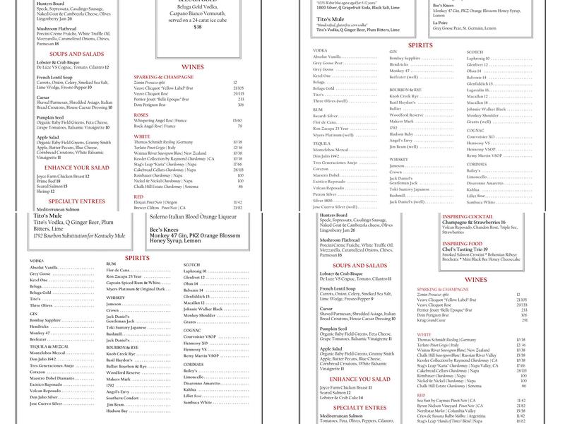 Bosendorfer Lounge Menu