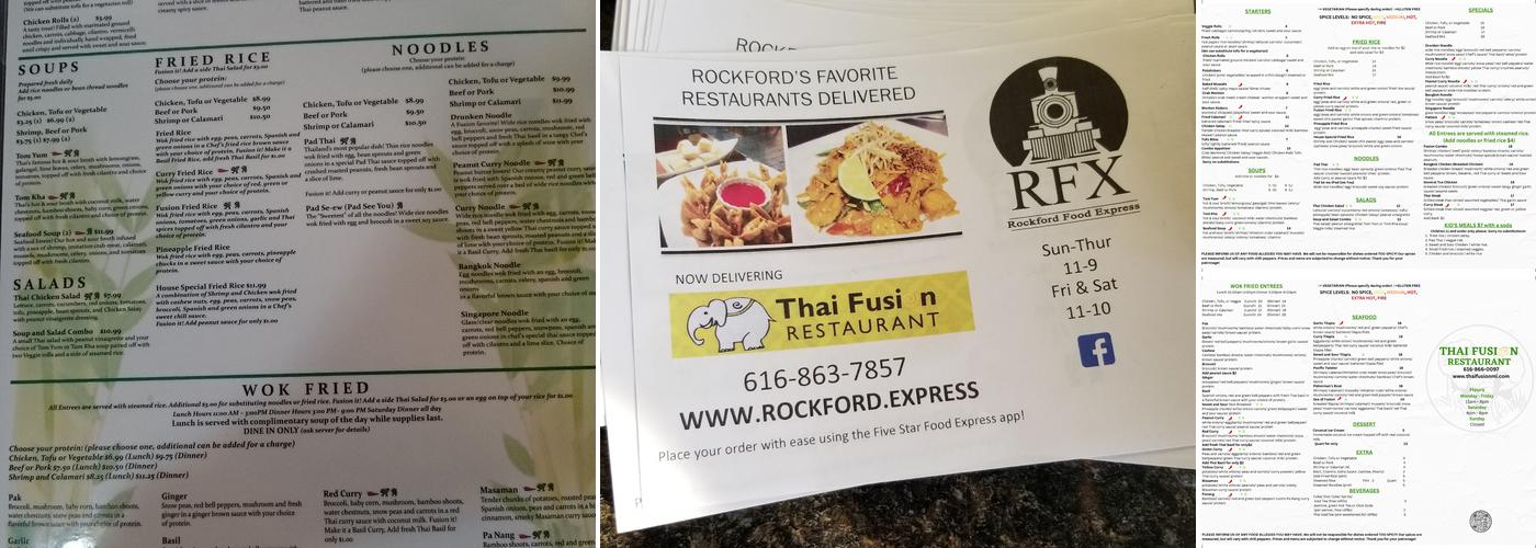 Thai Fusion Rockford Menu