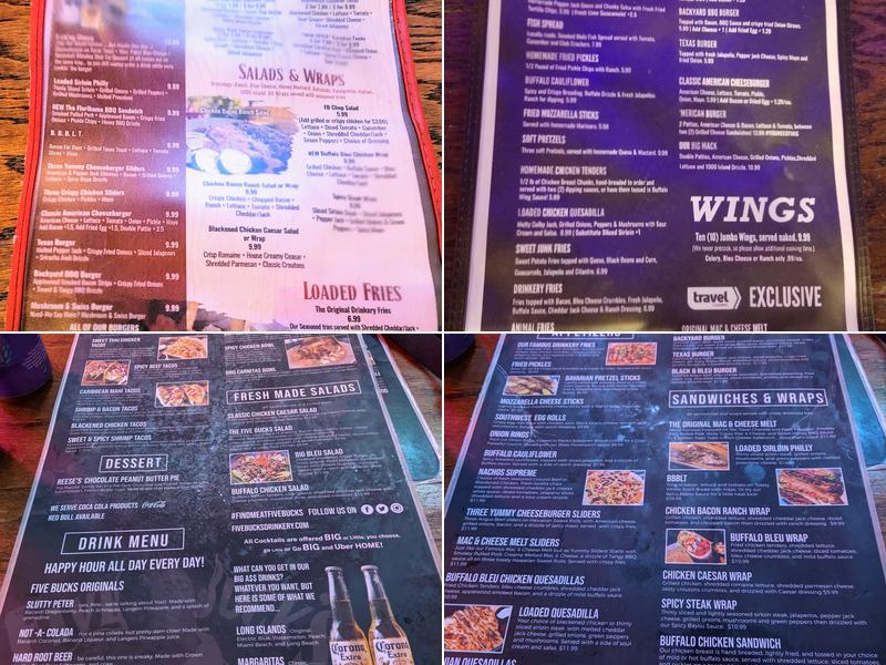 Five Bucks Drinkery Menu