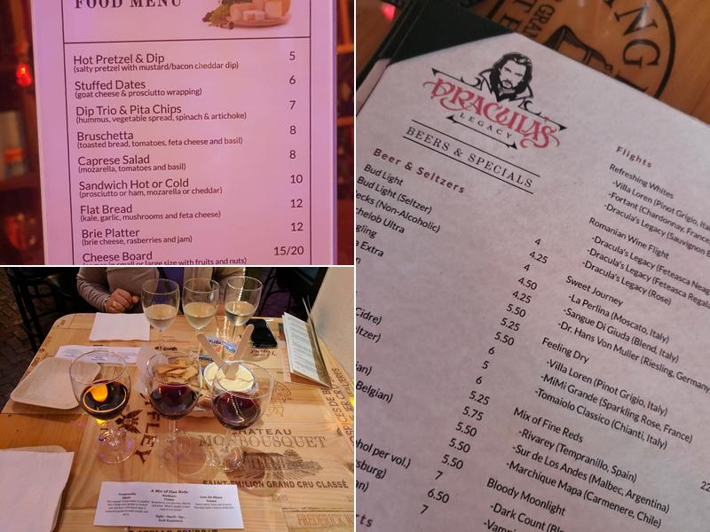 Dracula's Legacy Wine Bar & Bistro Menu