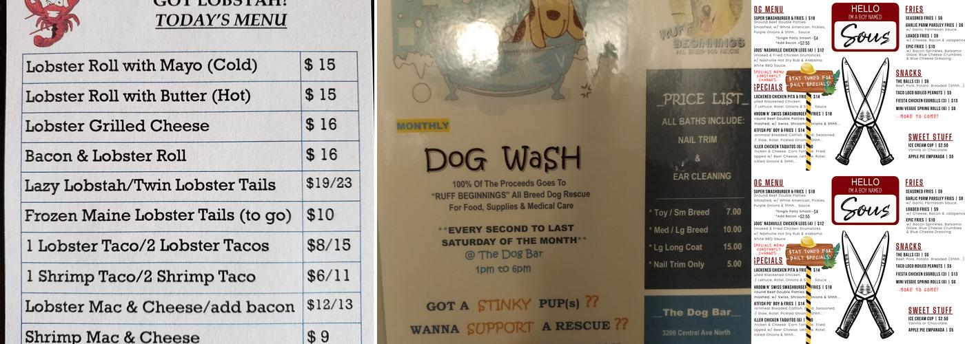 The Dog Bar Menu