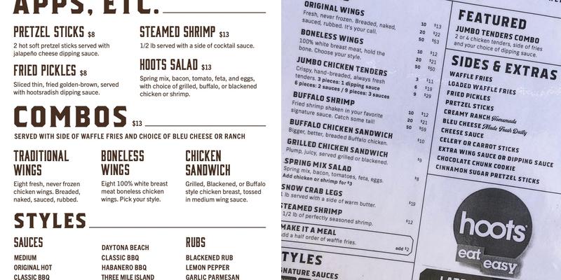 Pelican Pub Menu