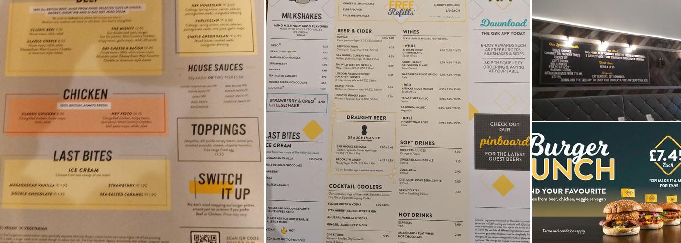 Gourmet Burger Kitchen (GBK) Menu