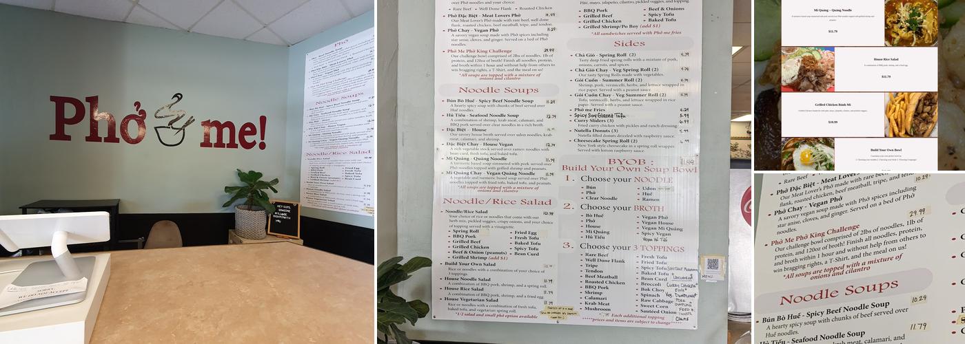 Pho Me Vietnamese Noodle Bar Menu