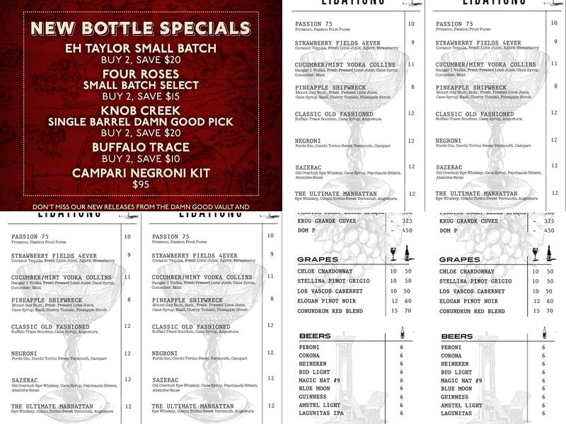 Stache Drinking Den Menu