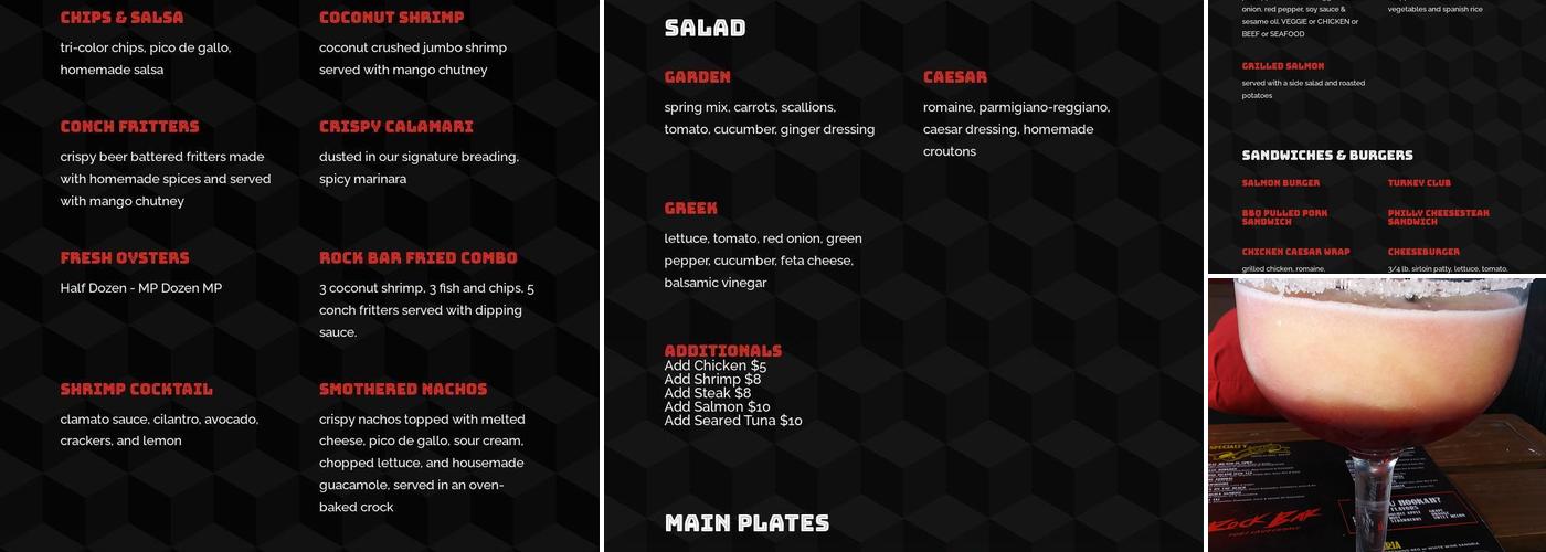 Rock Bar Menu