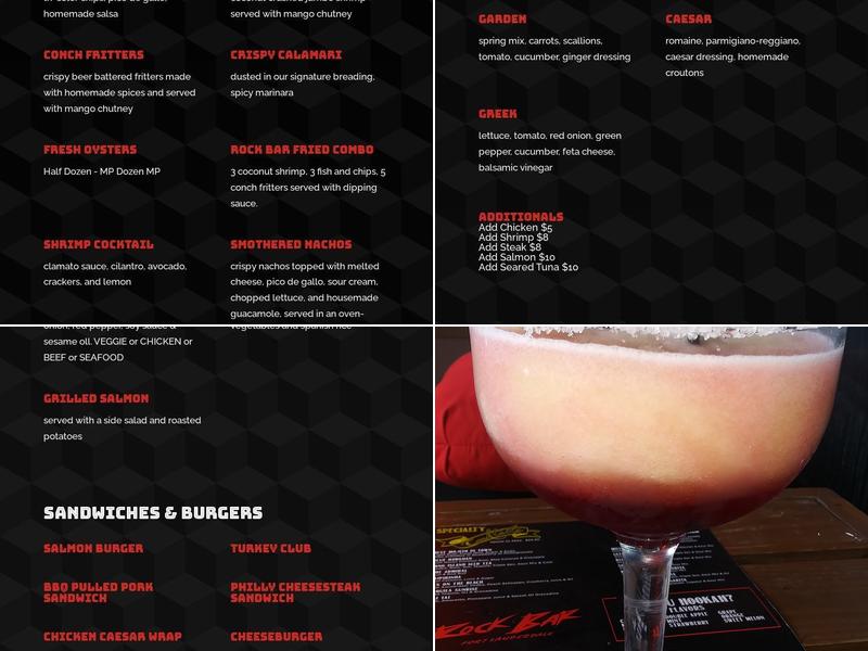 Rock Bar Menu