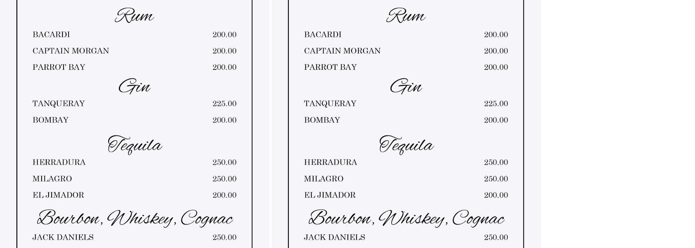 The Manor Complex Menu