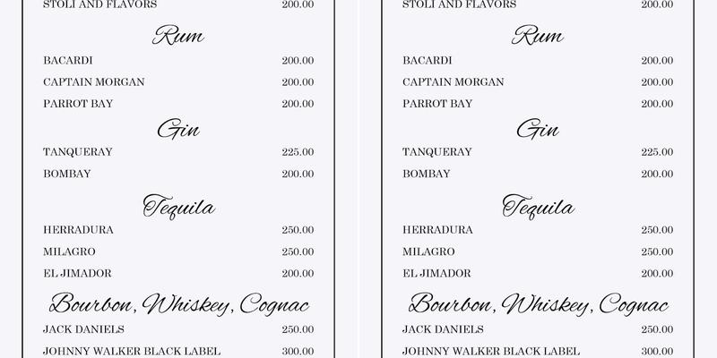 The Manor Complex Menu