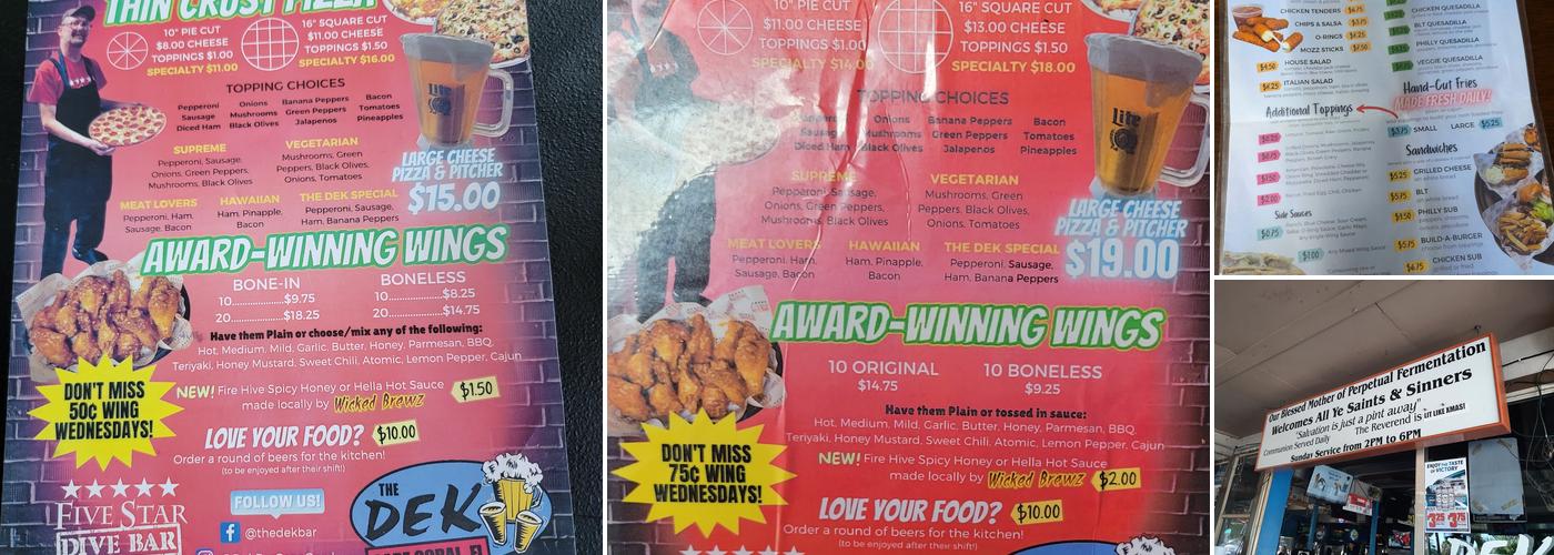 The Dek Bar Menu
