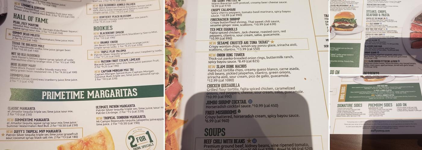 Duffy's Sports Grill Menu