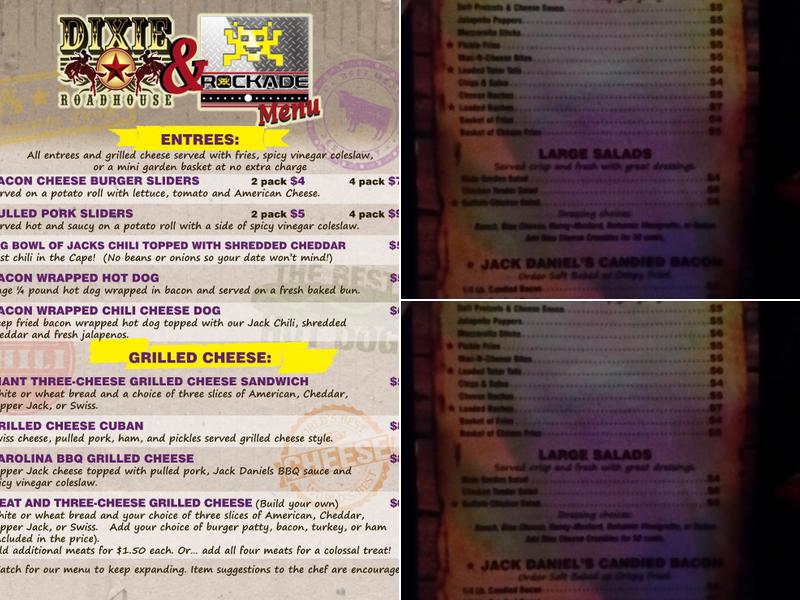 Dixie Roadhouse Menu