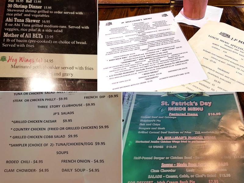 JP Mulligans Menu