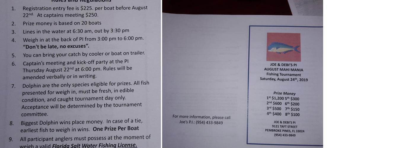 Joe and Debi's P.I. Bar Menu