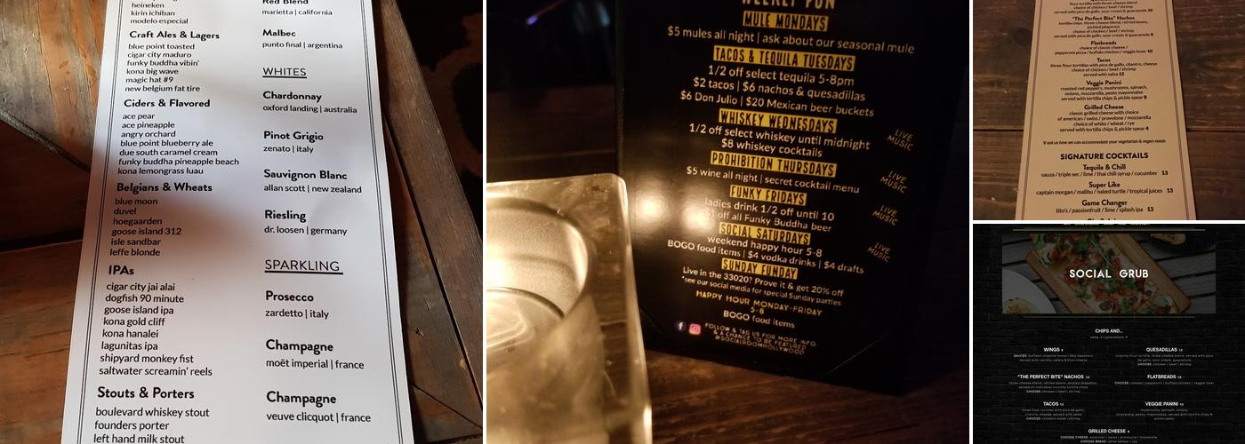 Social Room Hollywood Menu