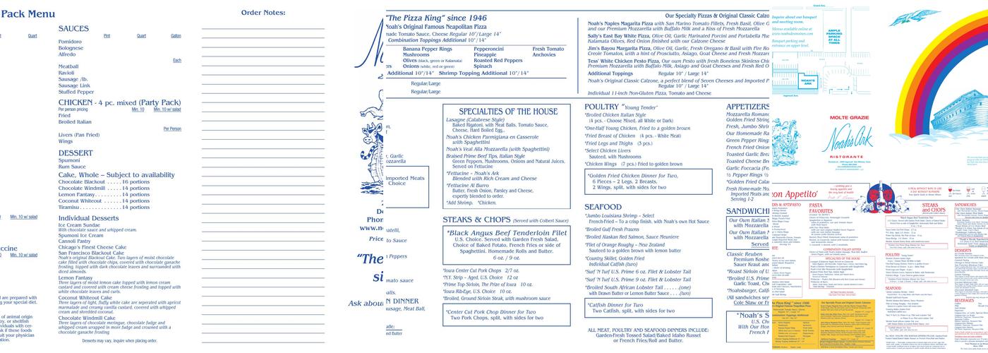 Noah's Ark Ristorante Menu
