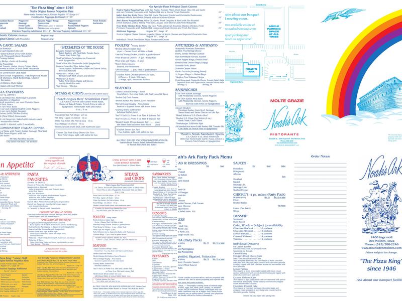 Noah's Ark Ristorante Menu