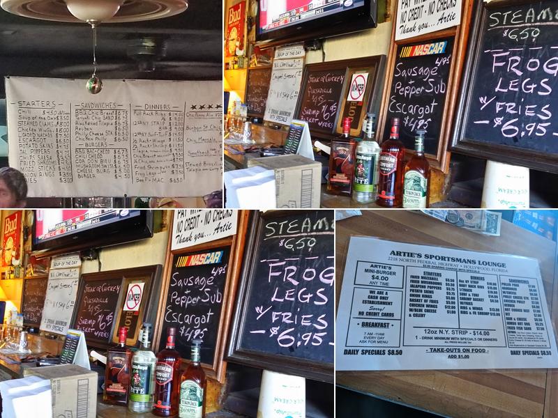 Artie's Sportsmen's Lounge Menu