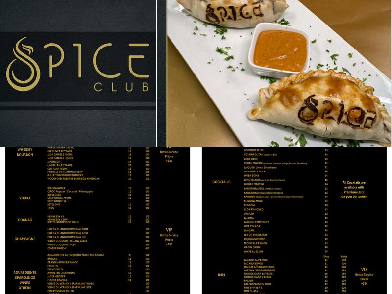 SPICE CLUB HOLLYWOOD Menu