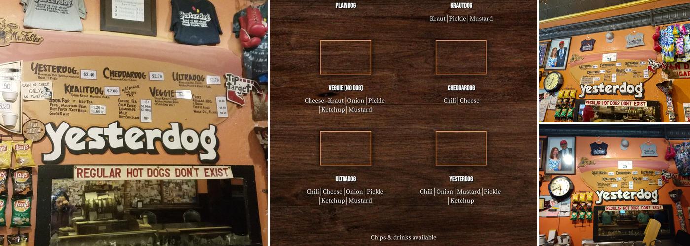 Yesterdog Menu