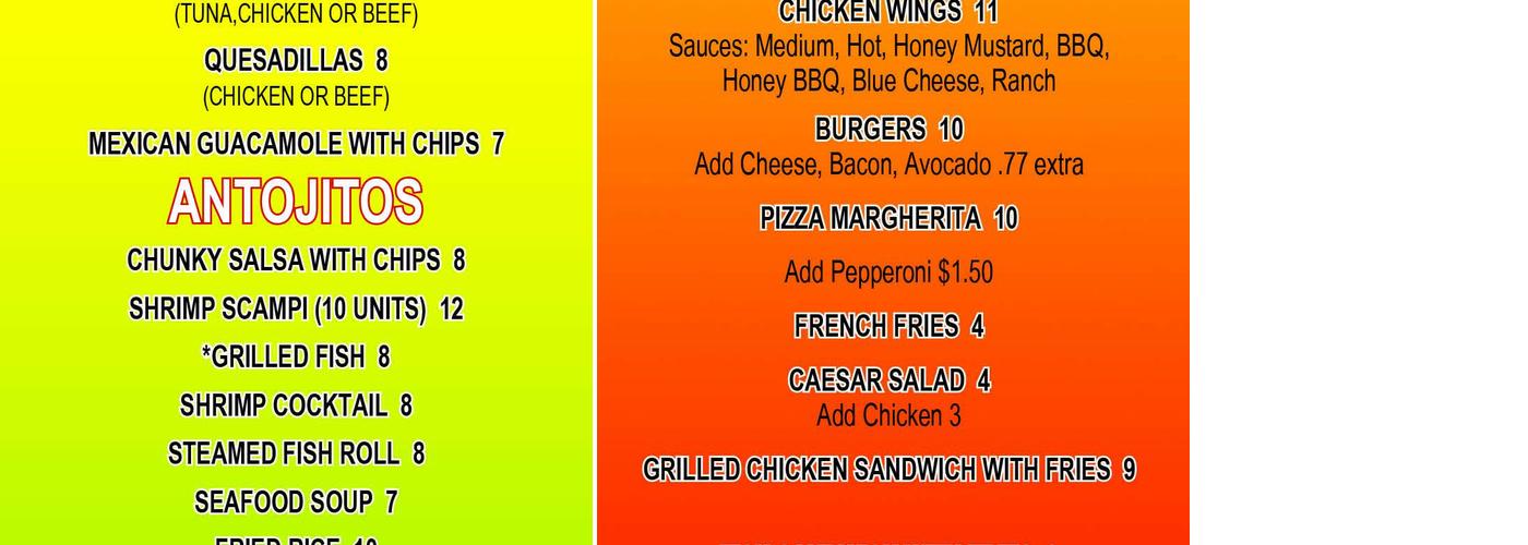 Bikini Bar Menu