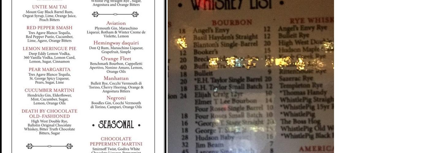 Vega Wine & Spirits Menu