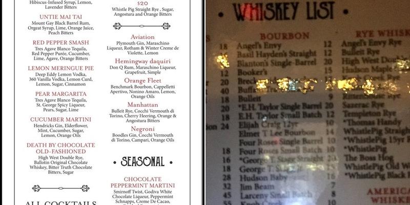 Vega Wine & Spirits Menu