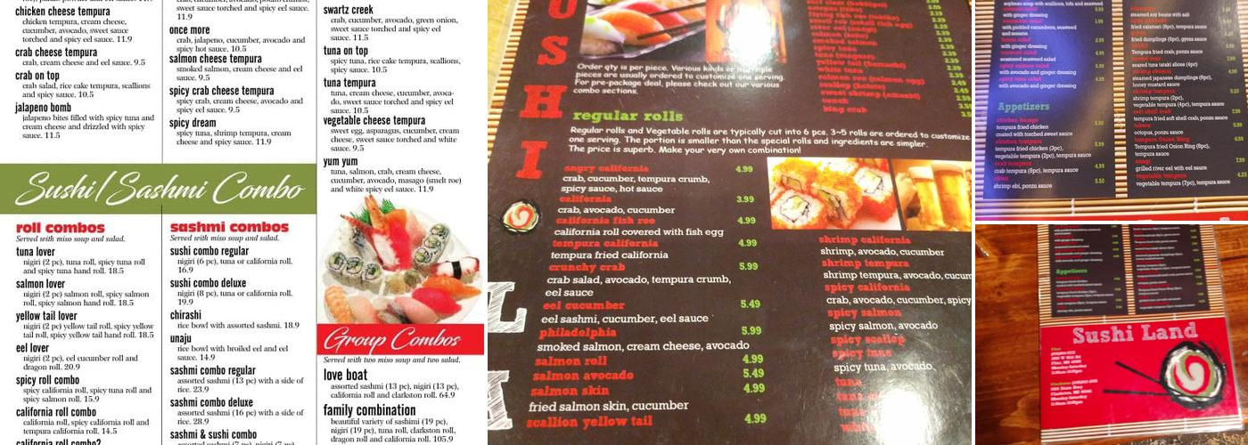 Sushi Land Menu