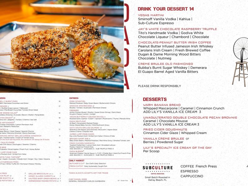 Lost Weekend WPB Menu