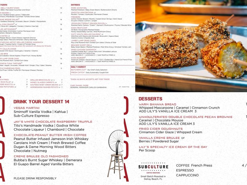 Lost Weekend WPB Menu