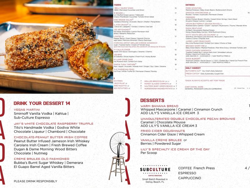 Lost Weekend WPB Menu