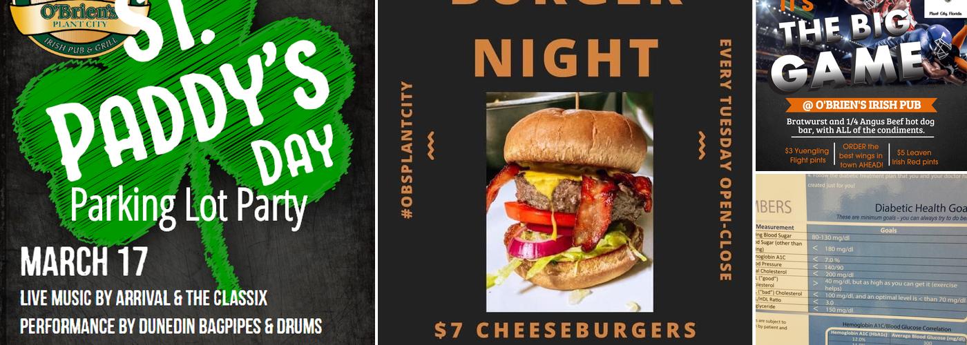 O'Brien's Irish Pub & Grill - Plant City Menu