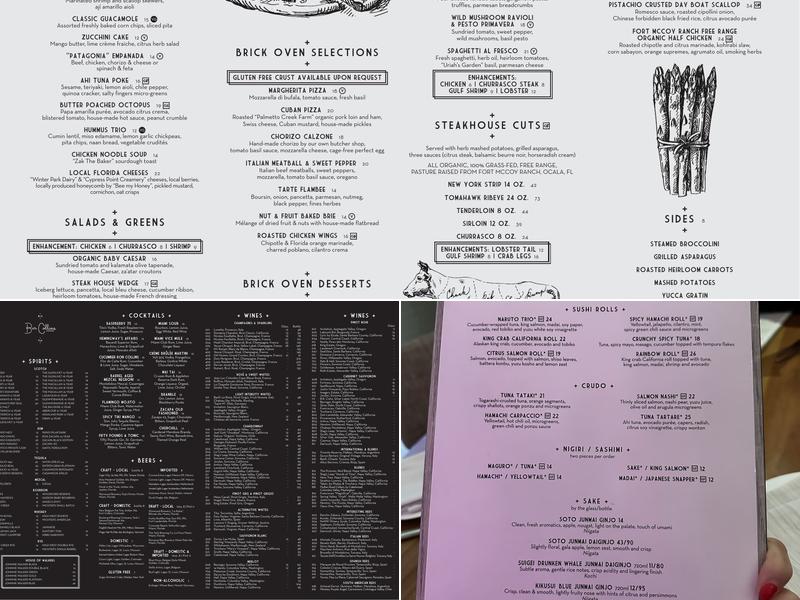 Bar Collins Menu