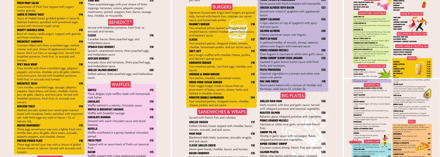 Red Bar @ Catalina Menu