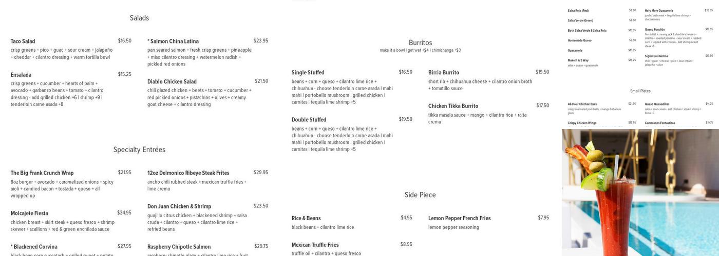 HIGHBAR Pool + Bar + Sky Menu