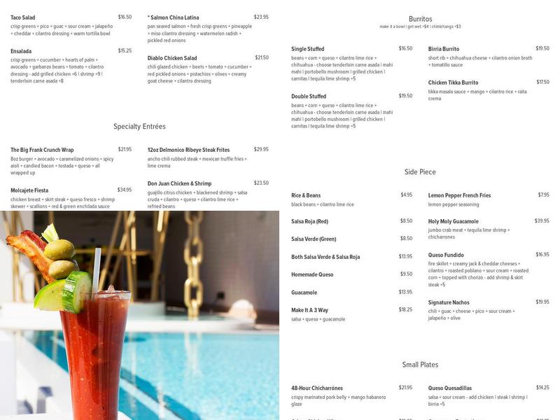 HIGHBAR Pool + Bar + Sky Menu