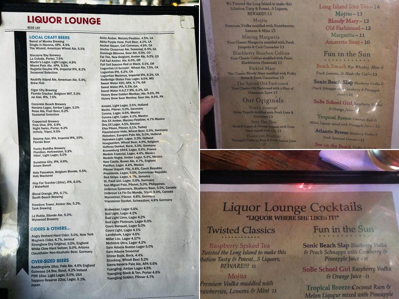 Liquor Lounge Menu