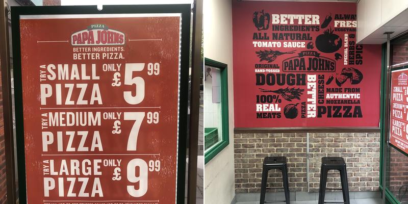 Papa Johns Pizza Menu