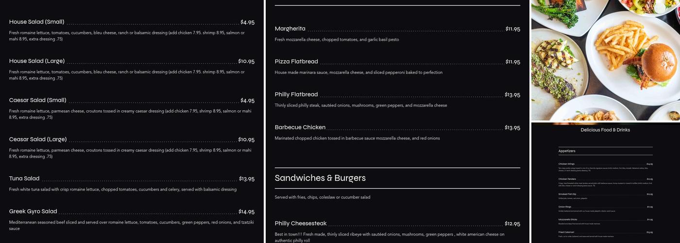 Boca Hideaway Menu