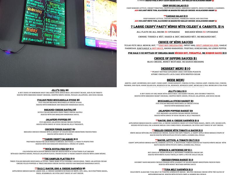 Cabins Bar & Grill Menu