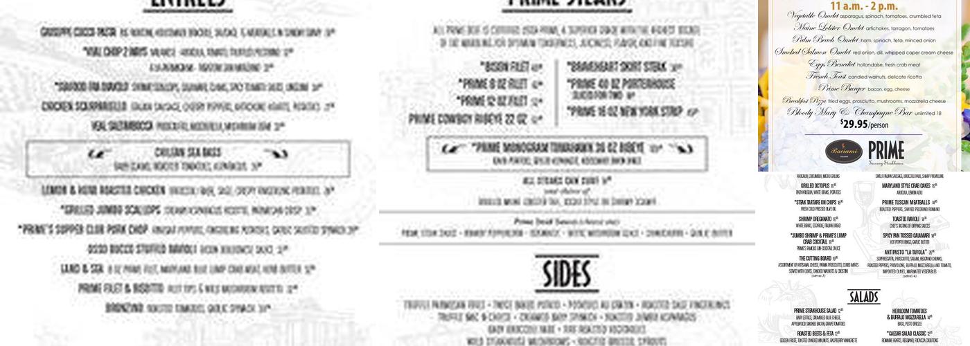 Il Bacio Menu