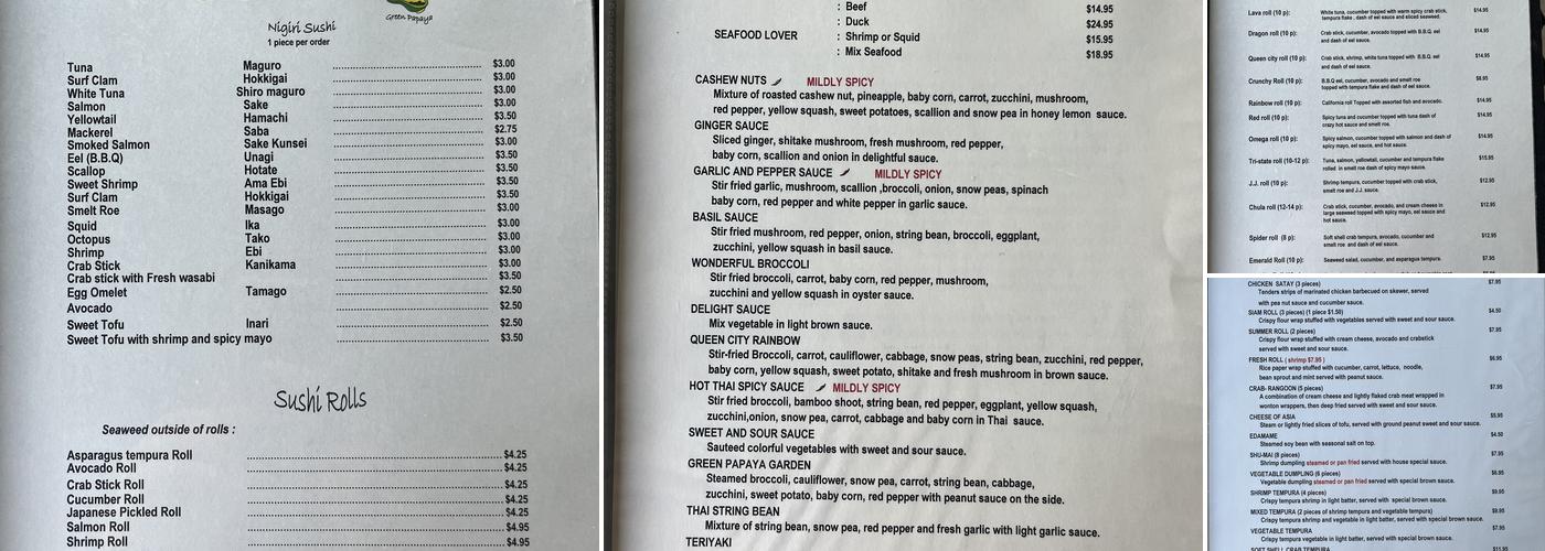 Green Papaya - Mariemont Menu