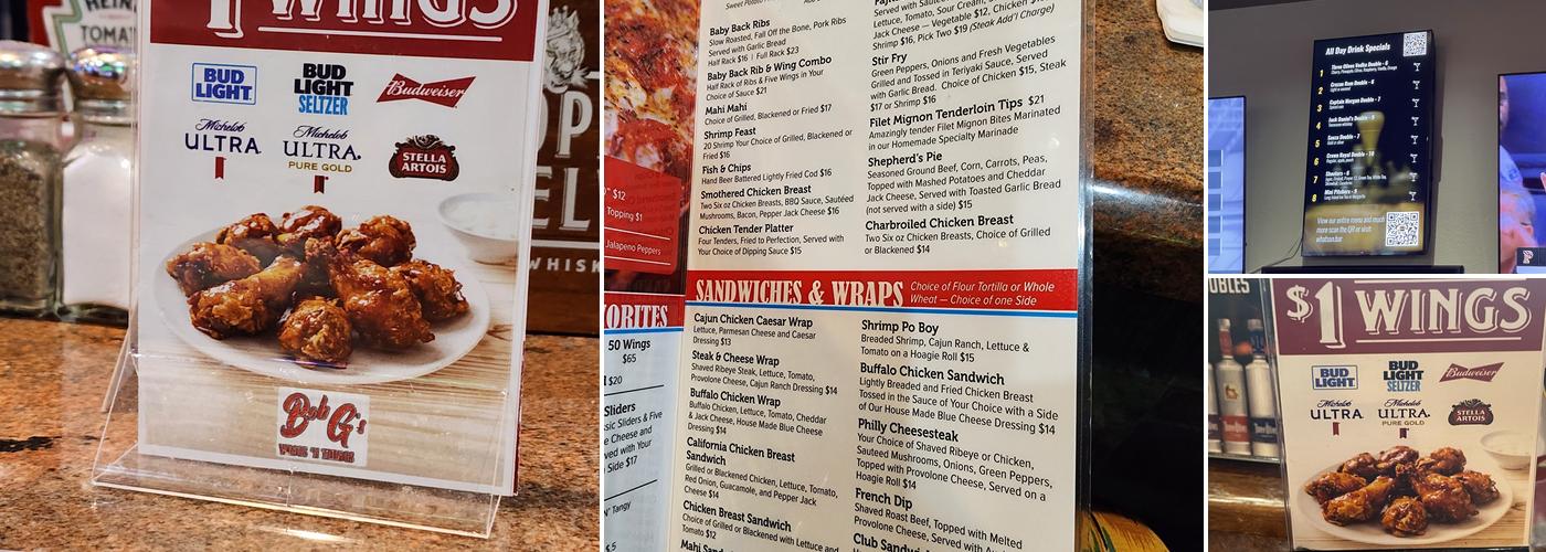 Bob G's Wings N Things Menu