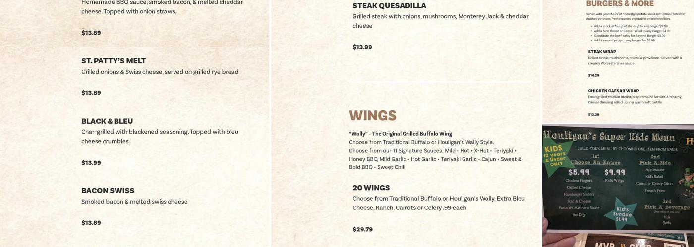 Houligan's Menu