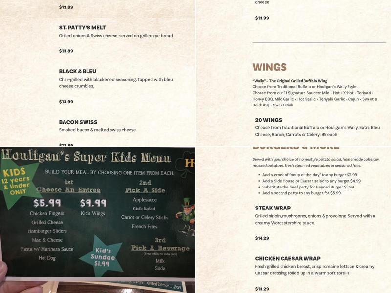 Houligan's Menu
