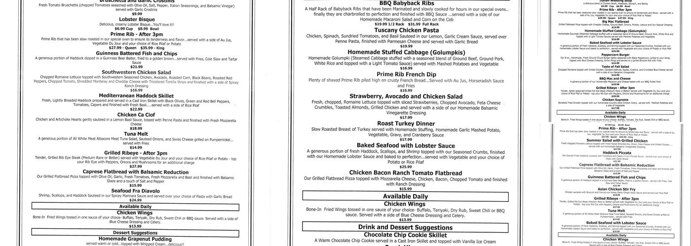 The Other Place Pub Menu