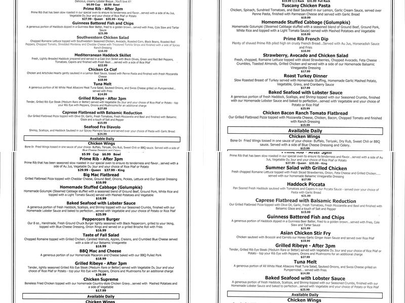 The Other Place Pub Menu