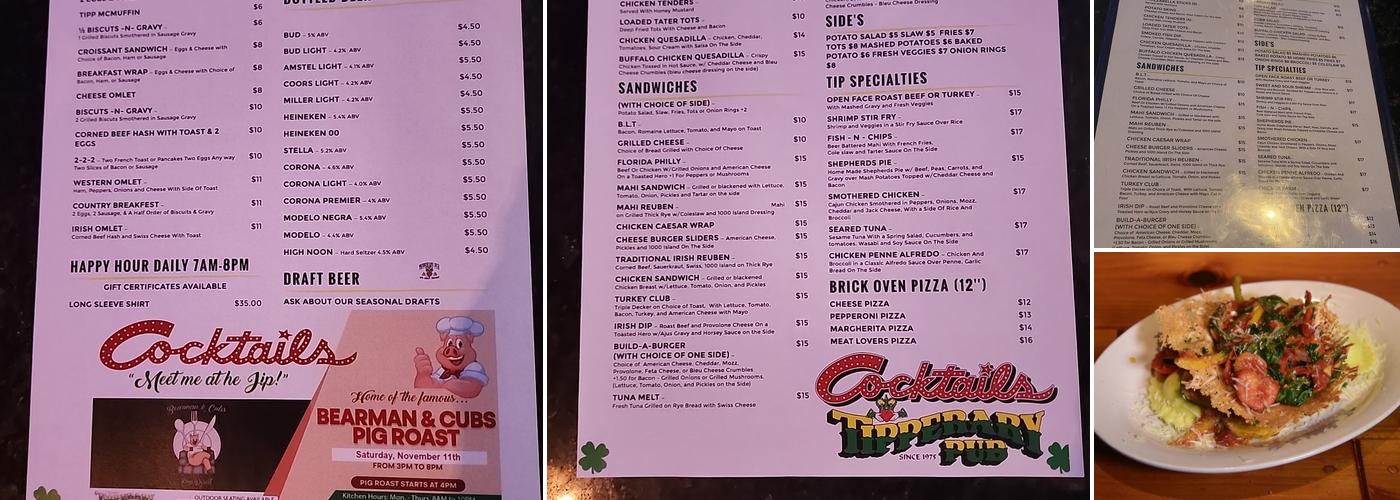 Tipperary Pub Menu